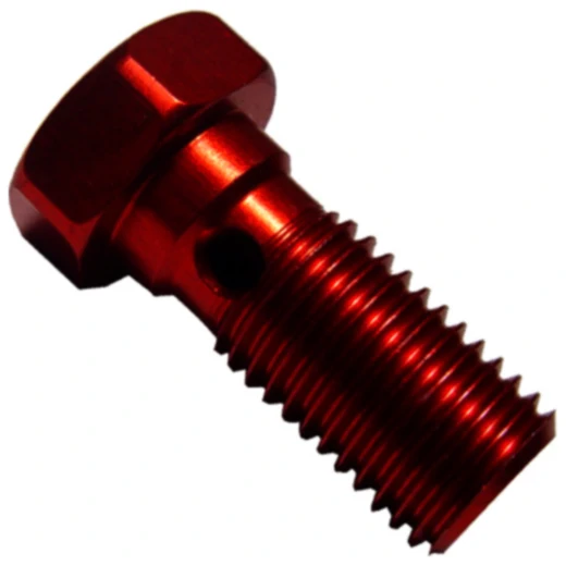 Hohlschraube einfach M10 x 1.25 Aluminium rot für Motorräder