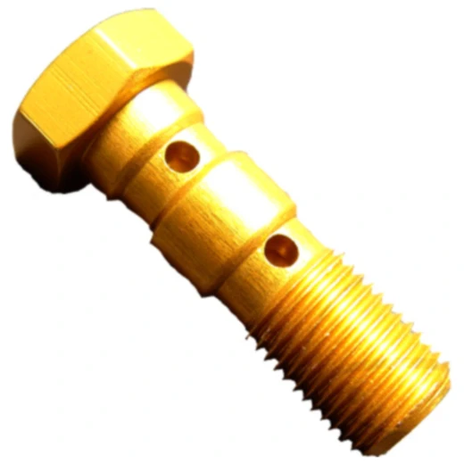 Hohlschraube doppelt M10 x 1 Alu gold für Motorräder