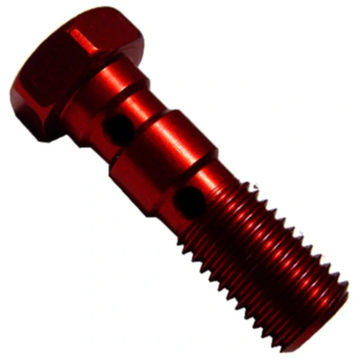 Doppelhohlschraube für M10 x 1,25 Aluminium rot