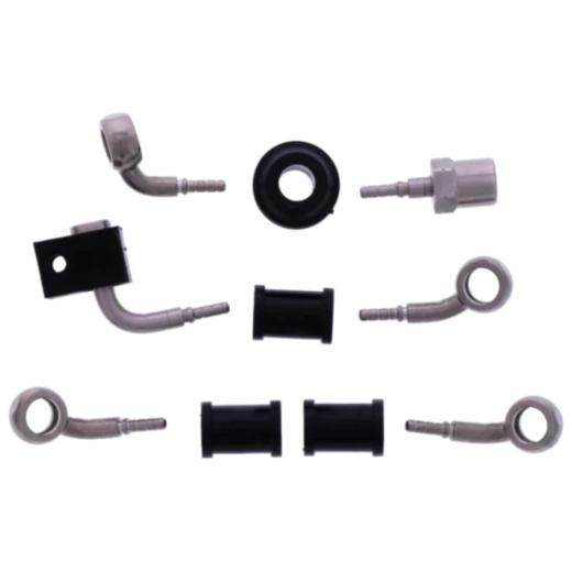 Bremsschlauch Stahlflex Kit mit silbernen Anschlüssen 3-teilig transparent