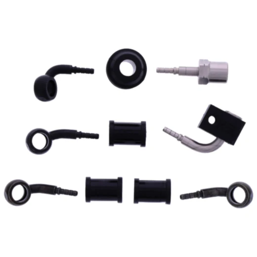 Bremsschlauch Stahlflex Kit mit schwarzen Anschlüssen, 3-teilig transparent