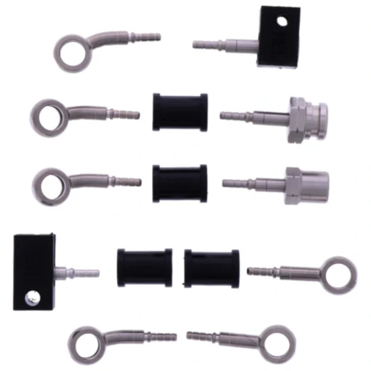 Bremsschlauch Kit aus Stahlflex mit silbernen Anschlüssen – 5-teilig