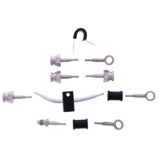 Bremsschlauch Stahlflex Set mit Silberne Anschlüssen 5-teilig