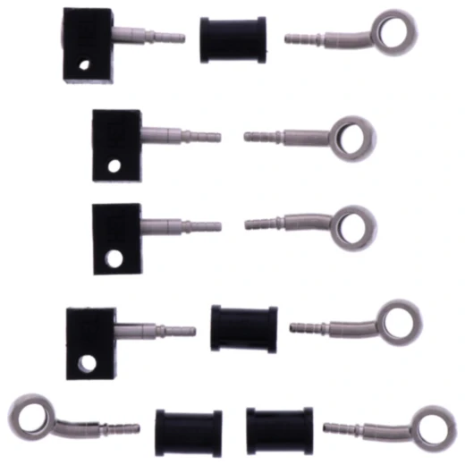 Bremsschlauch Stahlflex Set mit silbernen Anschlüssen 5-teilig