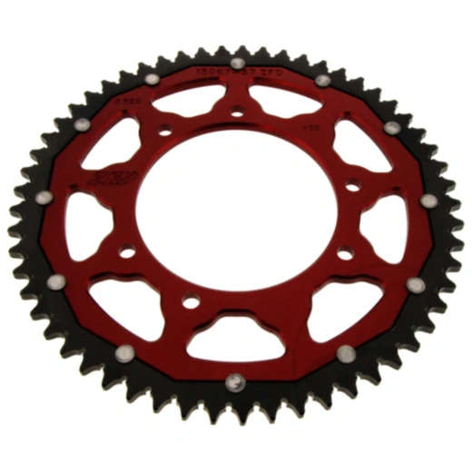 Kettenrad Dual 57Z Teilung 428 rot ZF Innendurchmesser 105 Lochkreis 125 passend für: F. B Mondial SMX, HPS, Flat Track