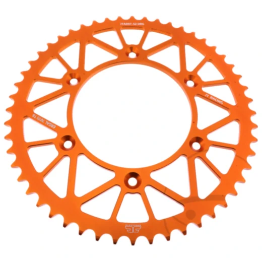 Alu - Kettenrad 52Z Teilung 520 orange JT Innendurchmesser 125 Lochkreis 150 passend für: Husqvarna FE, FC, TE