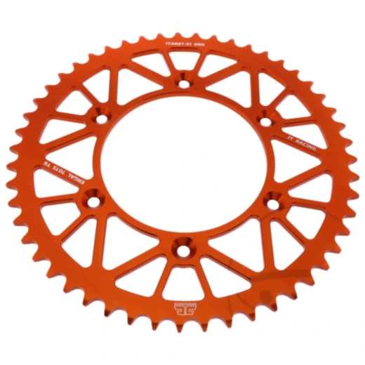 Alu - Kettenrad 51Z Teilung 520 orange JT Innendurchmesser 125 Lochkreis 150 passend für: Husqvarna FE, FC, TE