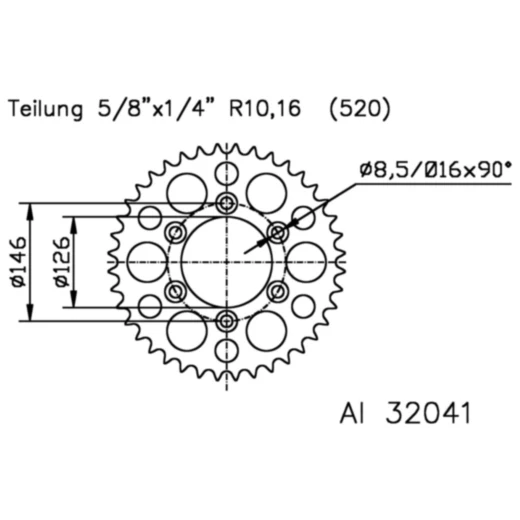 Alu-Kettenrad 40 Zähne 520 Teilung für Motorräder_0