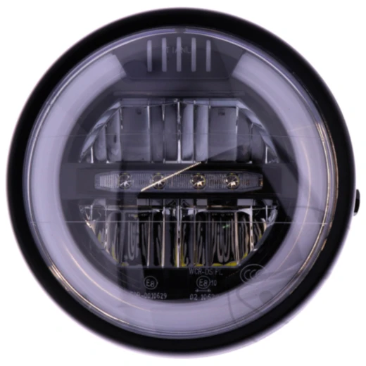 LED Scheinwerfer 6 1/2 Zoll schwarz für Motorräder