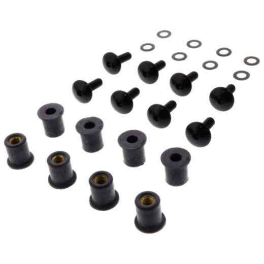 JMP Verkleidungsschrauben-Satz mit Gummimutter M6 15 mm schwarz