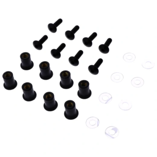 Verkleidungsschrauben-Satz JMP schwarz mit Gummimutter M5 12.5 mm