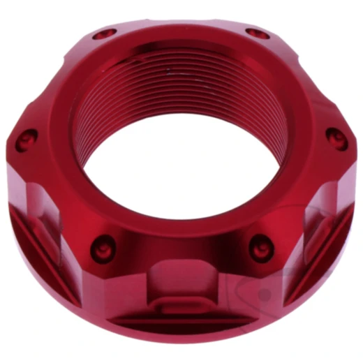 Mutter Lenkkopf JMP Bolt M25X1MM Alu rot passend für: Triumph Street Triple, Speed Triple, Daytona