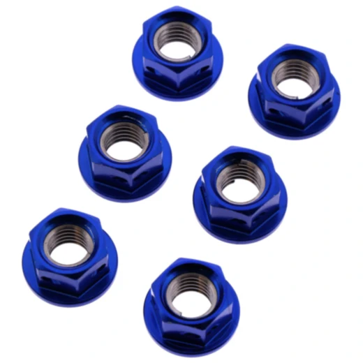 Mutter Kettenrad Satz JMP Bolt M8X1. 25 mm Alu Racing blau passend für: Husqvarna TE, WR, TC, SM