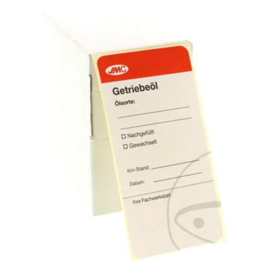 JMC Etiketten für Getriebeölwechsel 100 Stück Spenderbox