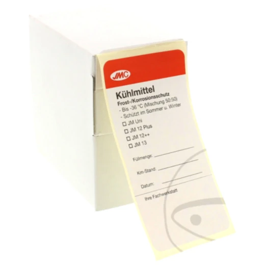 JMC Etiketten für Kühlmittelwechsel 100 Stück Spenderbox