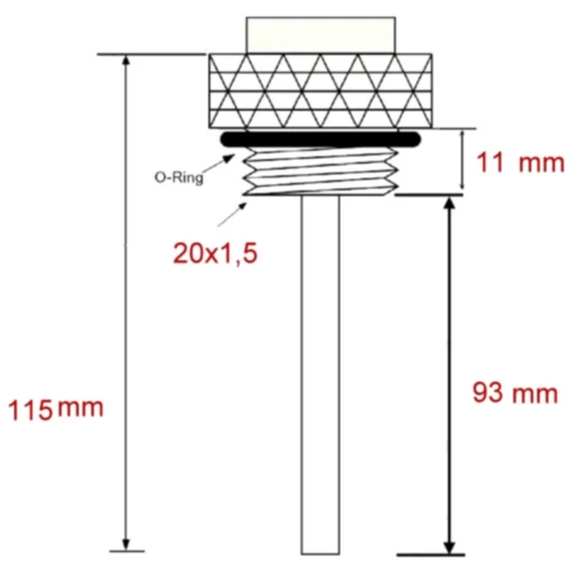 Öltemperatur Direktmesser JMP 20X1. 5 mm Alternative: 7090070 p