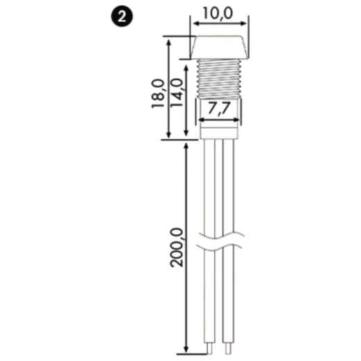 Kontrollleuchte LED grün mit Reflektor & Chrome Gehäuse für Mot