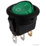 Wippschalter mit grünem Kontrolllicht rund