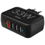 Ladegerät 230V Hama 4-Fach QC 3.0 USB 3A 33W Ladegerät für Smartphones und Tablets