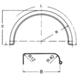 Einachs-Kotflügel aus Kunststoff H380 B240 S800