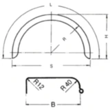 Einachs-Kotflügel für Stahlanhänger H390 B240 S750