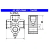 ATE Verteiler Bremsleitung 3X M10 x 1 für MERCEDES-BENZ, VOLVO