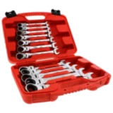 Ratschenringschlüssel Satz 12-teilig mit Gelenk