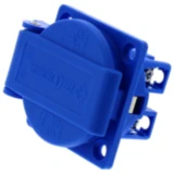 Schukosteckdose mit Deckel in Blau