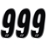 Startnummern NO.9 Black Bird Racing für Motorräder, 3 Stück chrom 15X7 cm