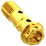 Hohlschraube doppelt M10 x 1. 25 Edelstahl V4A Racing gold passend für: Kawasaki ZX - 7R, ZX - 6R, ZX - 10R