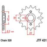 Vorderes Ritzel 14 Zähne Teilung 520 für Motorrad