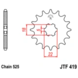 Ritzel 15Z Teilung 525 grobverzahnt 5 Innendurchmesser 18/22