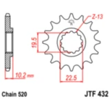 Ritzel 12Z Teilung 520 feinverzahnt Innendurchmesser 19. 5/22 passend für: Beta Alp, Alp 4. 0, Urban