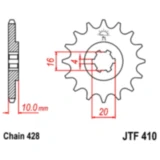 Ritzel 13Z Teilung 428 grobverzahnt 6 Innendurchmesser 16/20 passend für: Hyosung GV, GT, XRX