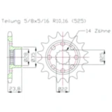Racing - Ritzel 16Z Teilung 525 passend für: MV Agusta Brutale, F3, Dragster