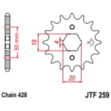 Ritzel 12Z Teilung 428 grobverzahnt 4 Innendurchmesser 18/20 passend für: AJP PR3, PR4