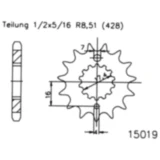 Ritzel 16Z Teilung 428 feinverzahnt Innendurchmesser 17. 4/20 passend für: MZ/MUZ RT, SM, SX