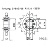 Ritzel 22Z Teilung 525 rund 17. 2/20 passend für: Gilera GP, Aprilia SRV