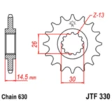 Ritzel 15Z Teilung 630 feinverzahnt Innendurchmesser 26/30 passend für: Honda CB
