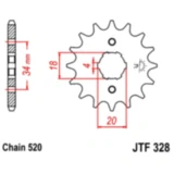Ritzel 15Z Teilung 520 grobverzahnt 4 Innendurchmesser 18/20 passend für: E - Ton RXL, DXL, BXL