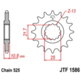 JT Sprockets 15 Zähne Feinverzahntes Ritzel 525 mit Innendurchmesser 21.6/25
