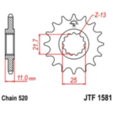 Ritzel 14Z 520 Teilung für Motorräder