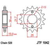 Ritzel 15Z Teilung 520 feinverzahnt Innendurchmesser 21. 4/25 passend für: Kymco Maxxer, MXU, KXR