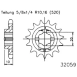 Ritzel 13Z Teilung 520 grobverzahnt 6 Innendurchmesser 16/20 passend für: Husqvarna WRE, SM, SMS