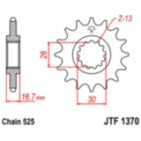 Ritzel 14Z Teilung 525 feinverzahnt Innendurchmesser 26/30 passend für: Honda CBR, CB, CRF