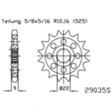 Racing - Ritzel 16Z Teilung 525 feinverzahnt Innendurchmesser 22/25 passend für: Benelli TNT, Tre - K, Tornado
