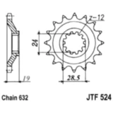 Ritzel 15Z Teilung 632 feinverzahnt Innendurchmesser 24/28. 5 passend für: Kawasaki GPZ