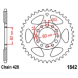 Kettenrad 49Z Teilung 428 Innendurchmesser 062 Lochkreis 080 passend für: Yamaha YZ