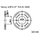 Kettenrad 35Z Teilung 520 schwarz Innendurchmesser 065 Lochkreis 100 passend für: SYM Wolf
