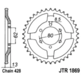 Kettenrad 45 Zähne für 428 Teilung